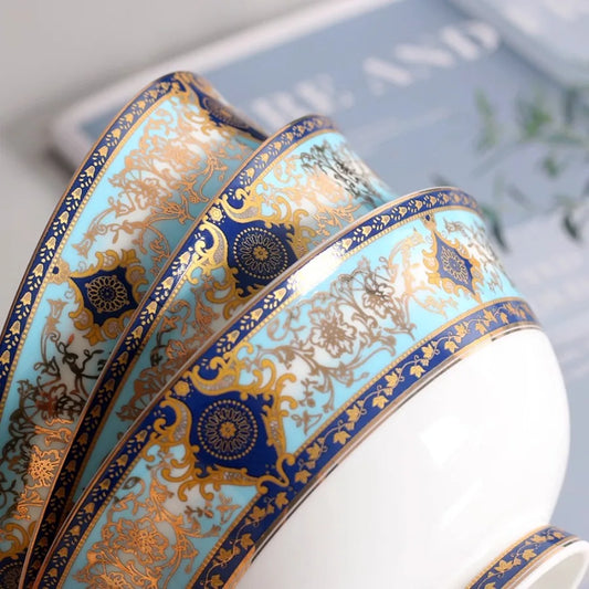 British Style Luxury Bone China Coffee Cup Coffee Cup and Saucer Set Baroque Ceramic Plate Retro Afternoon Tea Cup Set Best Gift