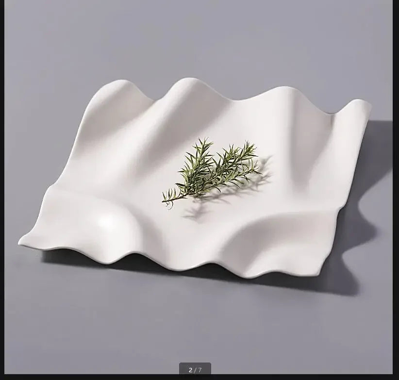 Irregular Ceramic Plate White Dinner Plates Hotel Tableware Western Plate Steak Plates Sushi Dish Fruit Tray Bowl Snack Dish