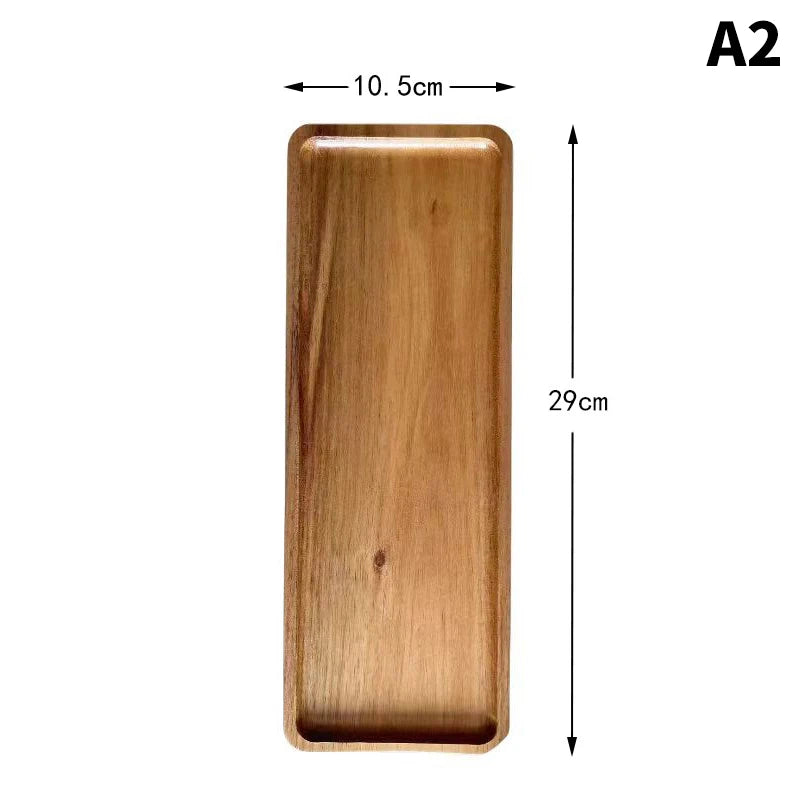 Solid Wood Serving Tray Oval Tea Tray Decorative Wood Plate Fruit Tray Vegetable Platter Home Bread Dessert Cake Plate Tableware