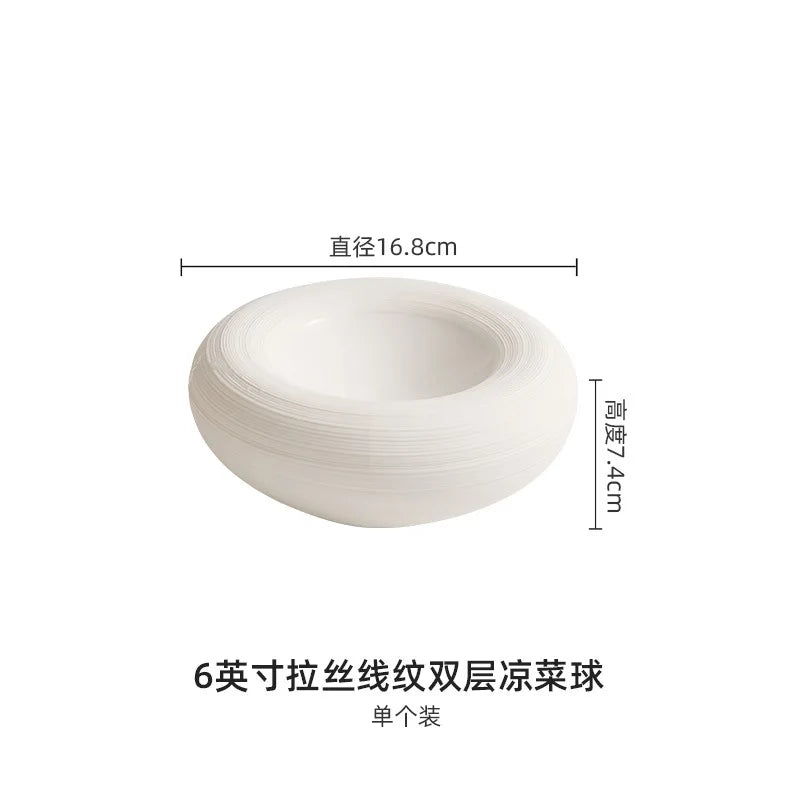 Ceramic Lined Plates for Home Use, Creative Double-layer Insulated Plates, White Thick Soup Plates, Commercial Circular Plates
