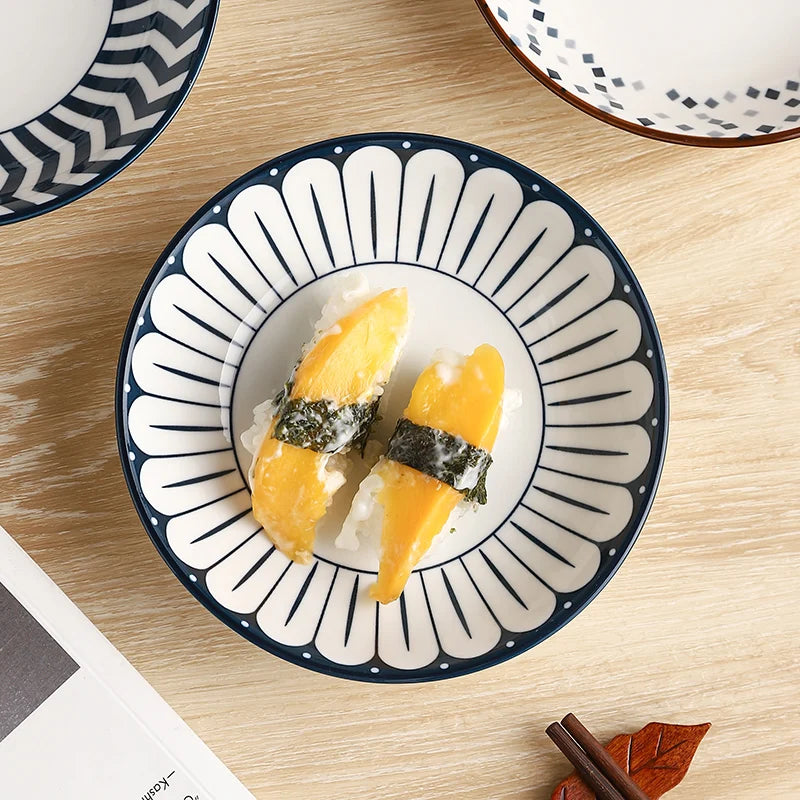 4-Piece Ceramic Plate,5.65in Simple Dipping Dishes.For Appetizers, Fruits, Desserts & Bone Spitting,Microwave & Dishwasher Safe