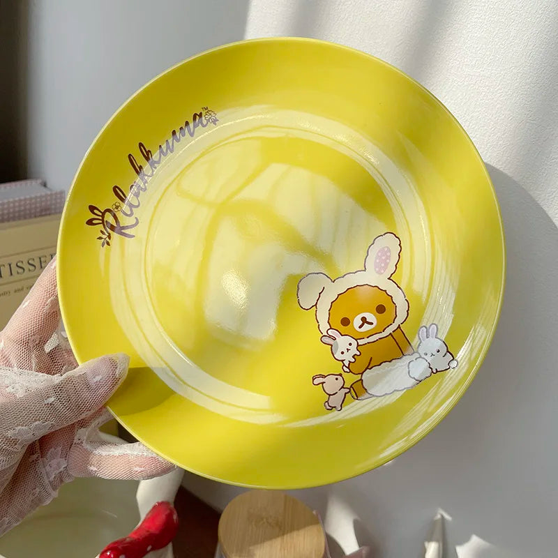 Rilakkuma Kawaii Relaxed Bear Ceramic Plate Cake Plate Breakfast Inventory Heart Steak Plate Home Holiday Gift