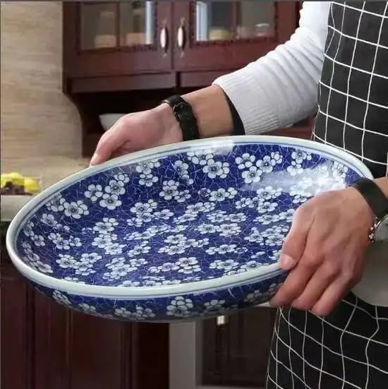 Ceramic Dragon Pattern Super Large Plate Chicken Chop Pepper Fish Head Spaghetti Roast Turkey Roast Goose Dinner Plate