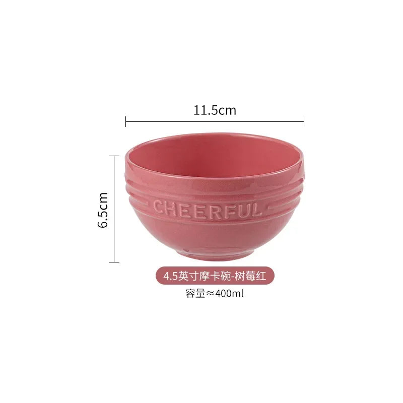 1/2/4 PCS Ceramic Rice Bowl Household Creative Dessert Pudding Baking Bowl Noodle Soup Bowl Kitchen 4.5inch Tableware