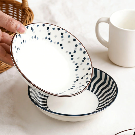 4-Piece Ceramic Plate,5.65in Simple Dipping Dishes.For Appetizers, Fruits, Desserts & Bone Spitting,Microwave & Dishwasher Safe