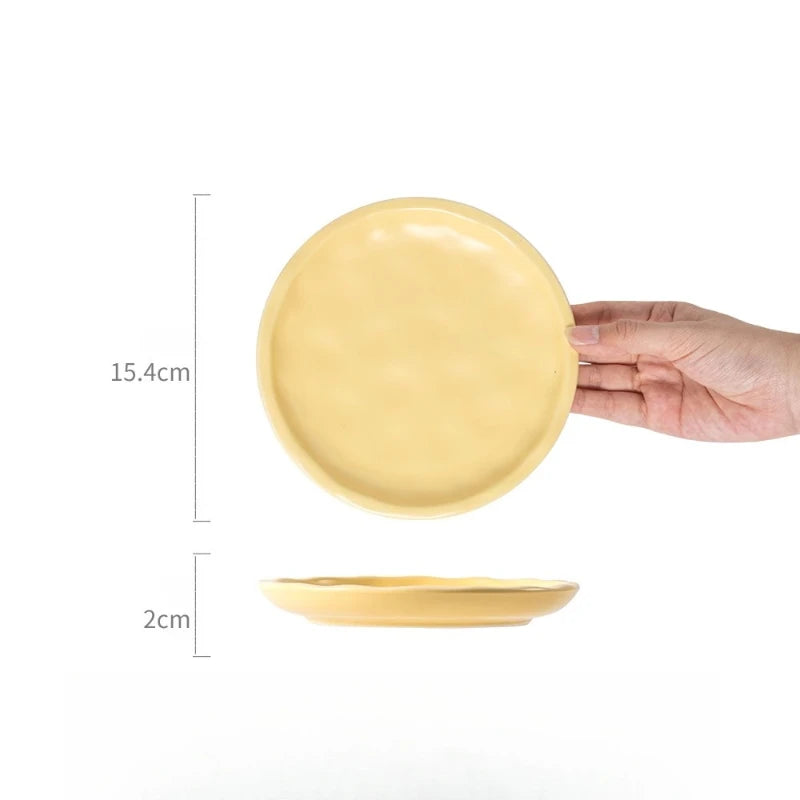 High Aesthetic Small Plates Household Ceramic Bone Spitting Plates Hand Kneaded Atmosphere Dessert Plates