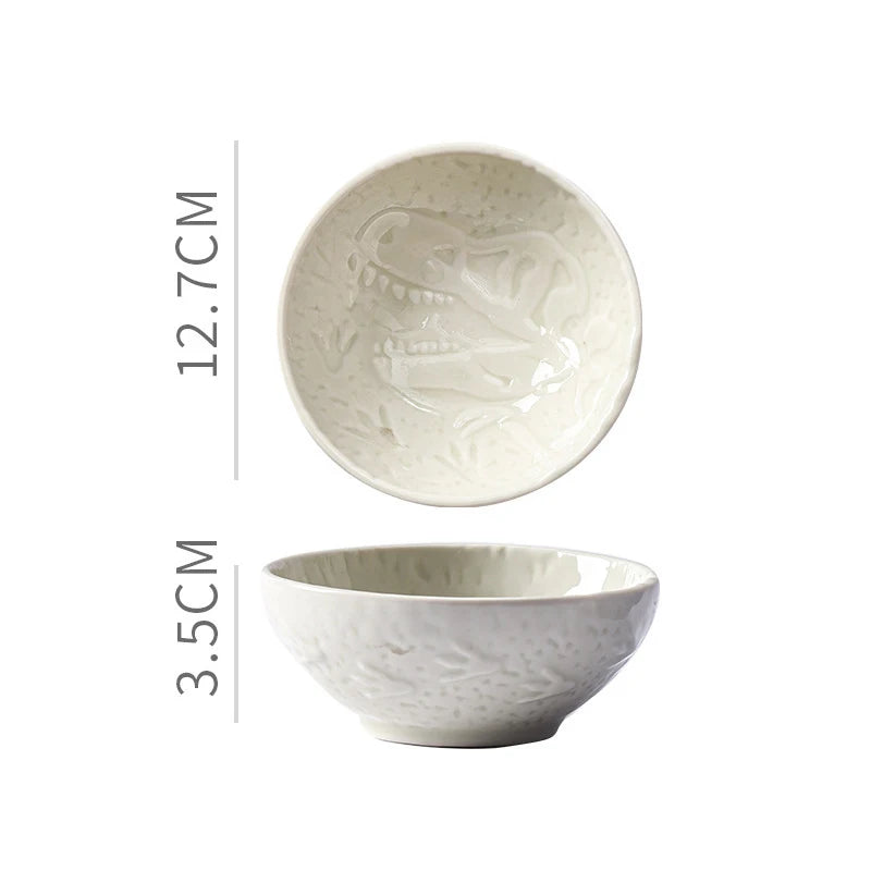 Ceramic Plate Retro Kiln Glaze Dinosaur Plate Barbecue Mini Dipping Dish Sashimi Sushi Soy Sauce Dishes Home Desktop Snack Plate