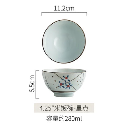 Japanese Ceramic Bowl Tableware Set Creative Retro Household Rice Bowl Single Eating Bowl Soup Noodle Bowl Small Bowl