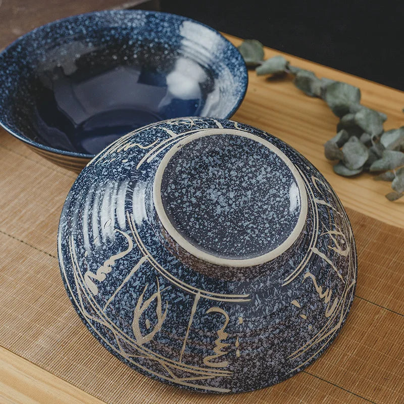 Household Large Ceramic Soup Bowl Creative Japanese Style Bowl Ramen Beef Noodle Noodle Bowl 25cm