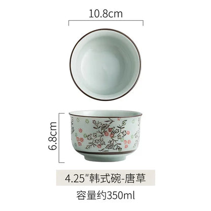 Japanese Ceramic Bowl Tableware Set Creative Retro Household Rice Bowl Single Eating Bowl Soup Noodle Bowl Small Bowl