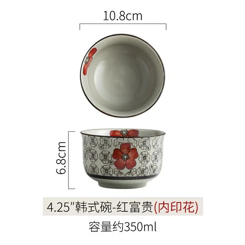 Japanese Ceramic Bowl Tableware Set Creative Retro Household Rice Bowl Single Eating Bowl Soup Noodle Bowl Small Bowl