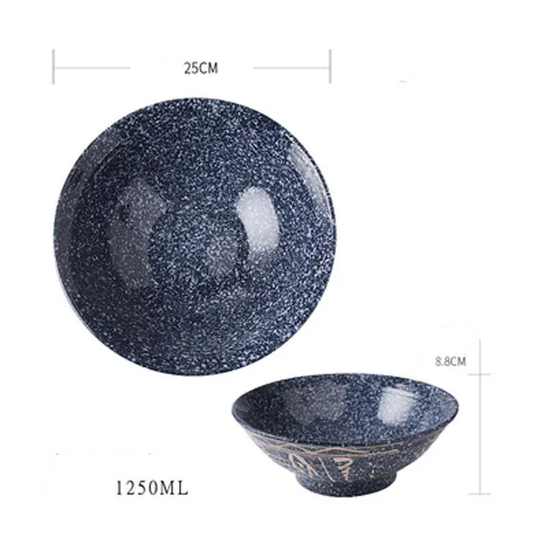Household Large Ceramic Soup Bowl Creative Japanese Style Bowl Ramen Beef Noodle Noodle Bowl 25cm