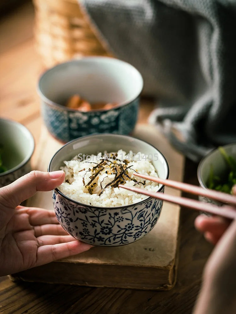 Japanese Ceramic Bowl Tableware Set Creative Retro Household Rice Bowl Single Eating Bowl Soup Noodle Bowl Small Bowl
