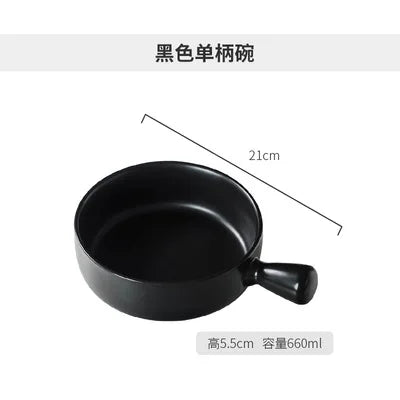 Nordic Ceramic Instant Noodle Bowl With Handle Macaron Fruit Bowl Soup Bowl Home Simple Ceramic Rice Bowl
