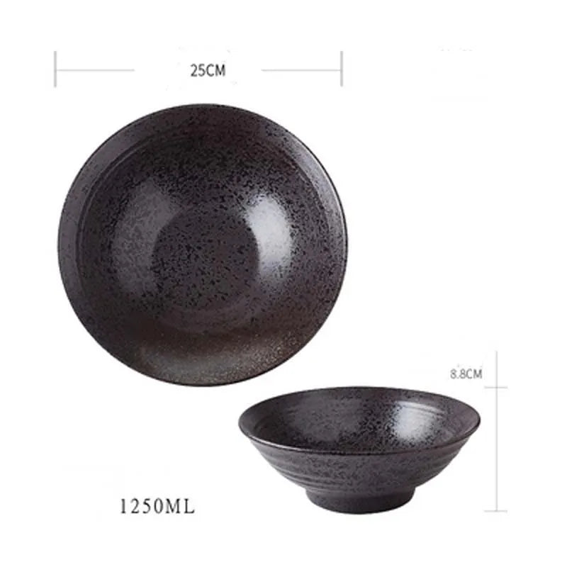 Household Large Ceramic Soup Bowl Creative Japanese Style Bowl Ramen Beef Noodle Noodle Bowl 25cm