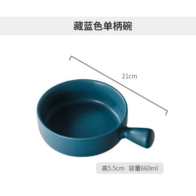 Nordic Ceramic Instant Noodle Bowl With Handle Macaron Fruit Bowl Soup Bowl Home Simple Ceramic Rice Bowl