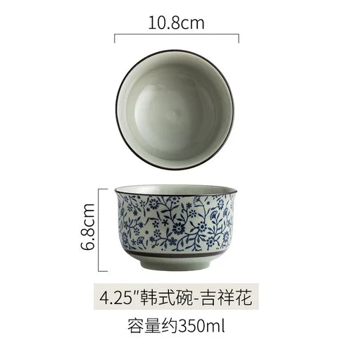 Japanese Ceramic Bowl Tableware Set Creative Retro Household Rice Bowl Single Eating Bowl Soup Noodle Bowl Small Bowl
