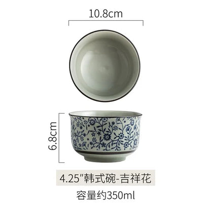 Japanese Ceramic Bowl Tableware Set Creative Retro Household Rice Bowl Single Eating Bowl Soup Noodle Bowl Small Bowl