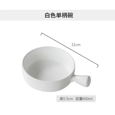 Nordic Ceramic Instant Noodle Bowl With Handle Macaron Fruit Bowl Soup Bowl Home Simple Ceramic Rice Bowl