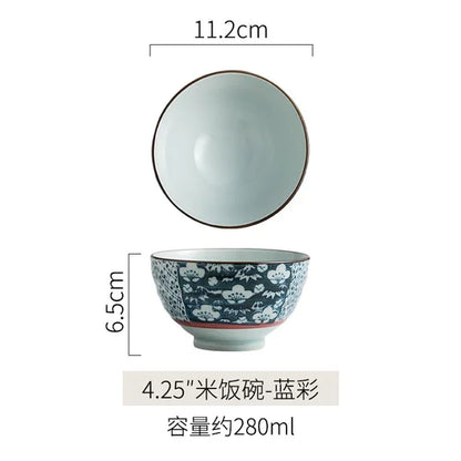 Japanese Ceramic Bowl Tableware Set Creative Retro Household Rice Bowl Single Eating Bowl Soup Noodle Bowl Small Bowl