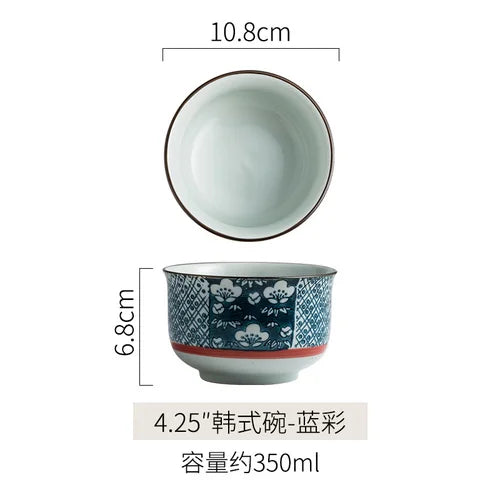 Japanese Ceramic Bowl Tableware Set Creative Retro Household Rice Bowl Single Eating Bowl Soup Noodle Bowl Small Bowl