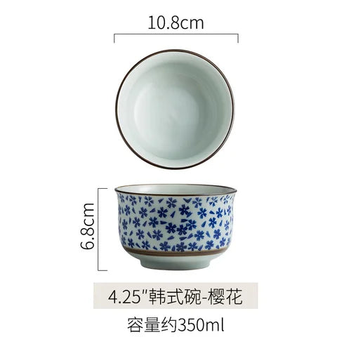Japanese Ceramic Bowl Tableware Set Creative Retro Household Rice Bowl Single Eating Bowl Soup Noodle Bowl Small Bowl