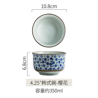 Japanese Ceramic Bowl Tableware Set Creative Retro Household Rice Bowl Single Eating Bowl Soup Noodle Bowl Small Bowl