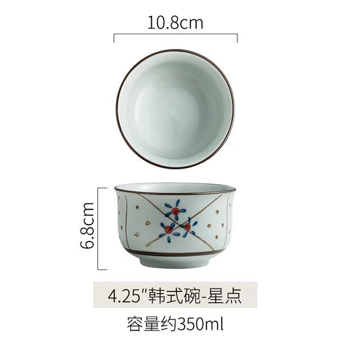 Japanese Ceramic Bowl Tableware Set Creative Retro Household Rice Bowl Single Eating Bowl Soup Noodle Bowl Small Bowl