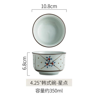 Japanese Ceramic Bowl Tableware Set Creative Retro Household Rice Bowl Single Eating Bowl Soup Noodle Bowl Small Bowl