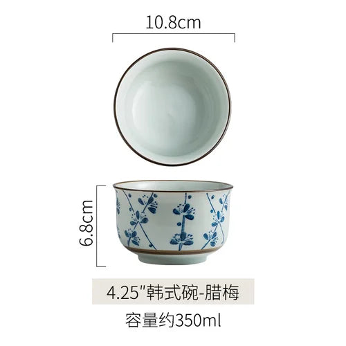 Japanese Ceramic Bowl Tableware Set Creative Retro Household Rice Bowl Single Eating Bowl Soup Noodle Bowl Small Bowl