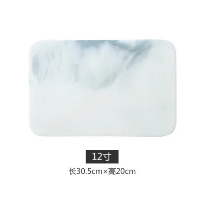 Marble Cutting Board for Cheese Crackers and Sushi Serving, Ceramic Rectangular Plate, Storage Tray, Food Container, Crockery
