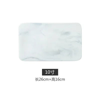 Marble Cutting Board for Cheese Crackers and Sushi Serving, Ceramic Rectangular Plate, Storage Tray, Food Container, Crockery