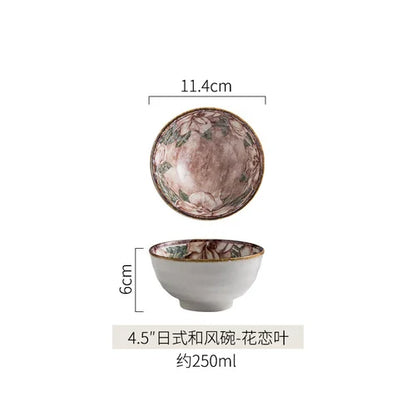 Japanese Ceramic Bowl Tableware Set Creative Retro Household Rice Bowl Single Eating Bowl Soup Noodle Bowl Small Bowl
