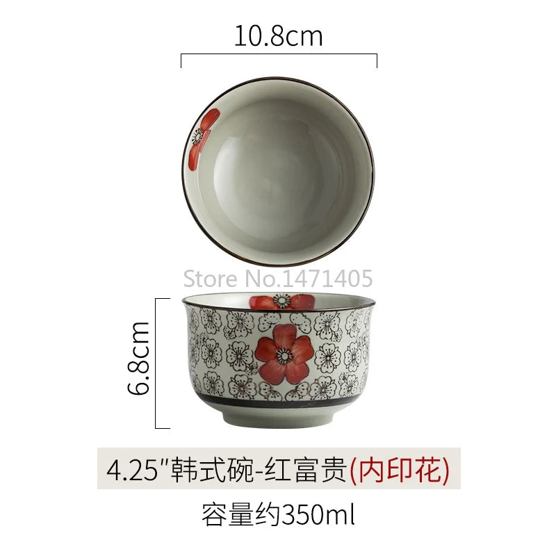 Japanese Ceramic Bowl Tableware Set Creative Retro Household Rice Bowl Single Eating Bowl Soup Noodle Bowl Small Bowl
