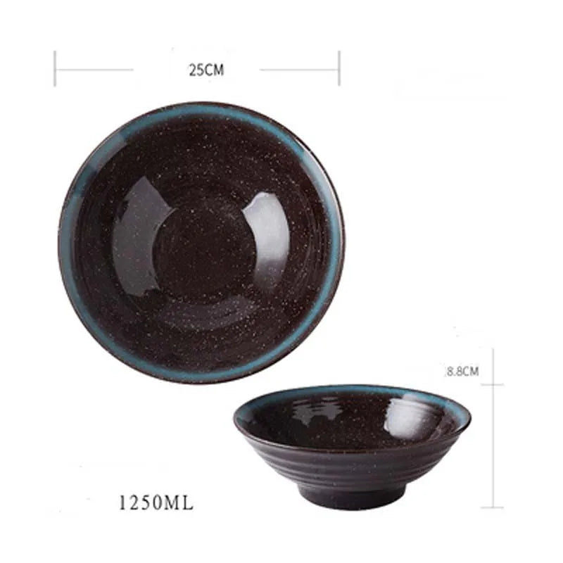 Household Large Ceramic Soup Bowl Creative Japanese Style Bowl Ramen Beef Noodle Noodle Bowl 25cm