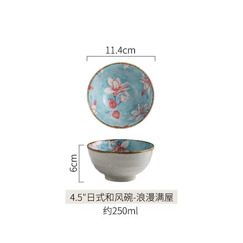 Japanese Ceramic Bowl Tableware Set Creative Retro Household Rice Bowl Single Eating Bowl Soup Noodle Bowl Small Bowl