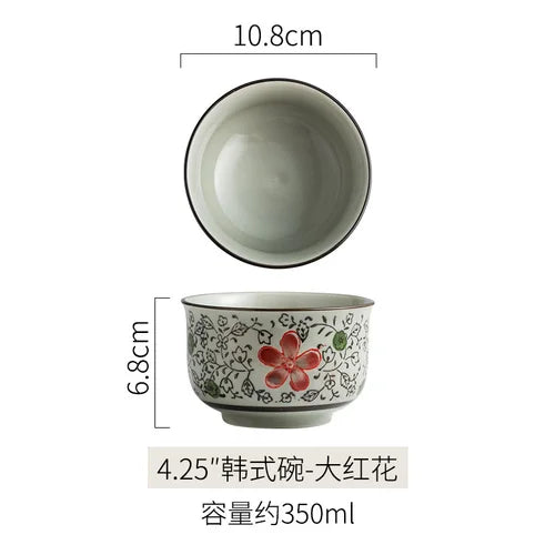 Japanese Ceramic Bowl Tableware Set Creative Retro Household Rice Bowl Single Eating Bowl Soup Noodle Bowl Small Bowl