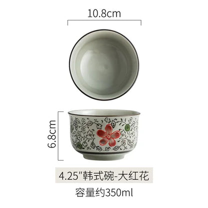 Japanese Ceramic Bowl Tableware Set Creative Retro Household Rice Bowl Single Eating Bowl Soup Noodle Bowl Small Bowl