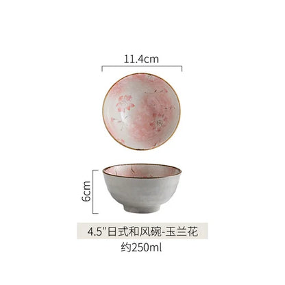 Japanese Ceramic Bowl Tableware Set Creative Retro Household Rice Bowl Single Eating Bowl Soup Noodle Bowl Small Bowl