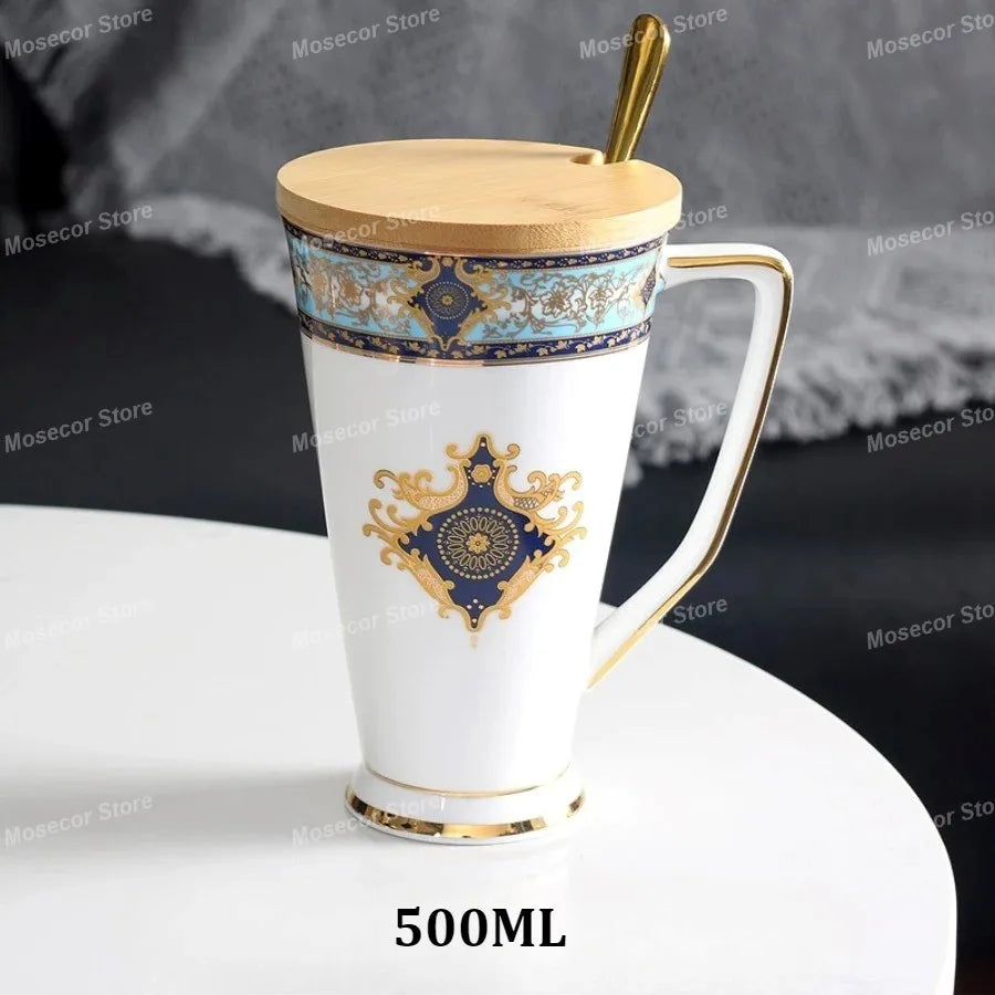 British Style Luxury Bone China Coffee Cup Coffee Cup and Saucer Set Baroque Ceramic Plate Retro Afternoon Tea Cup Set Best Gift