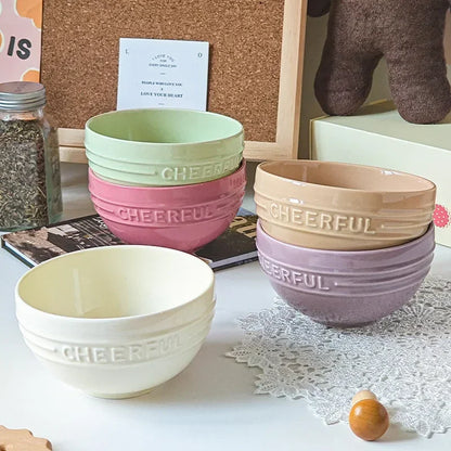 1/2/4 PCS Ceramic Rice Bowl Household Creative Dessert Pudding Baking Bowl Noodle Soup Bowl Kitchen 4.5inch Tableware