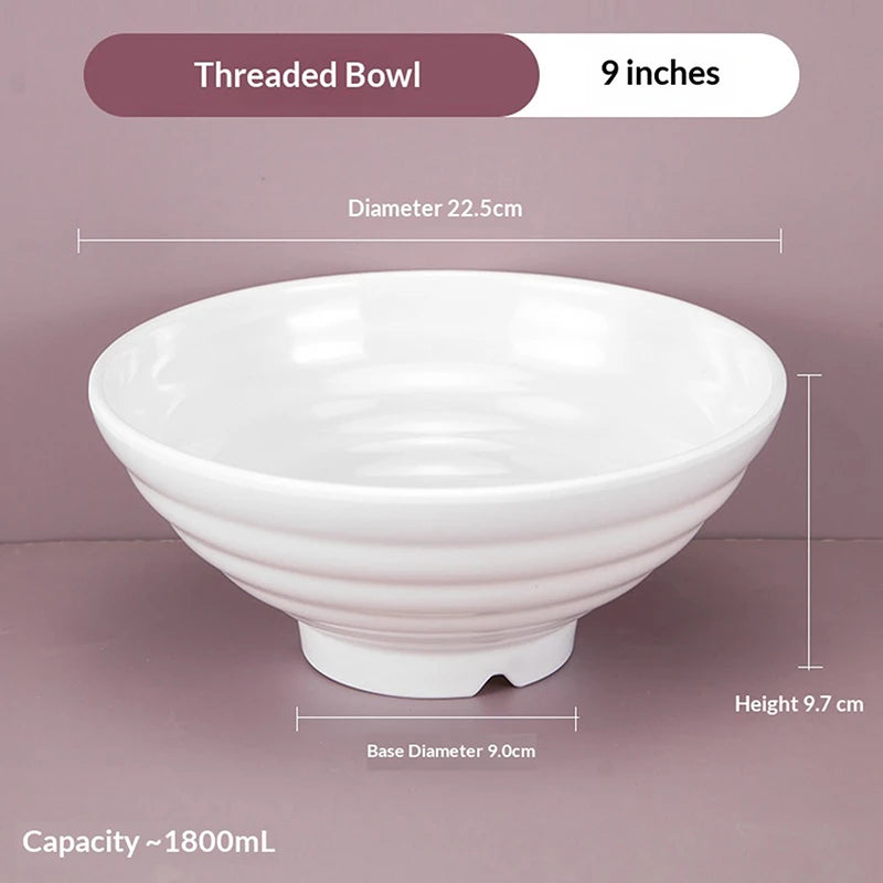 ♥Large Ribbed White Noodle Bowl - Durable Porcelain Bowl for Soup, Ramen & Hot Meals (Home & Restaurant Use)