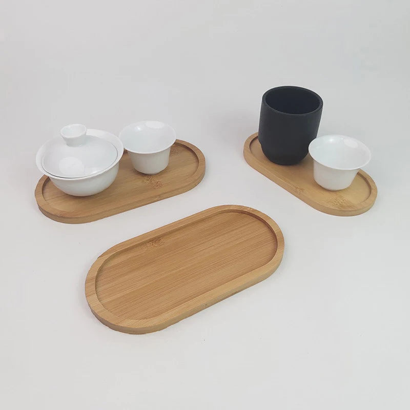 Solid Wood Serving Tray Oval Tea Tray Decorative Wood Plate Fruit Tray Vegetable Platter Home Bread Dessert Cake Plate Tableware