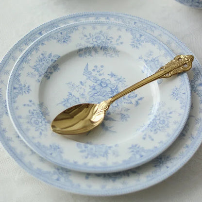 Painted Peony Underglaze Ceramic Dinner Plate English Pastoral Ceramic Steak Pasta Plate Western Tableware Afternoon Tea Dishes