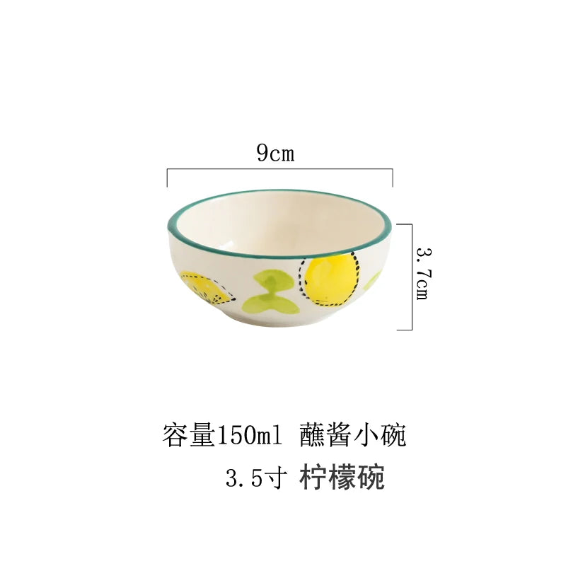 Japanese Style Ceramic Dining Set  Lemon Series Rice Bowl Soup Bowl Western Dinner Plate Home Use Daily Dining Utensils