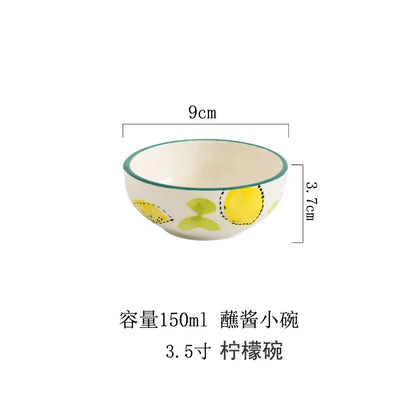 Japanese Style Ceramic Dining Set  Lemon Series Rice Bowl Soup Bowl Western Dinner Plate Home Use Daily Dining Utensils