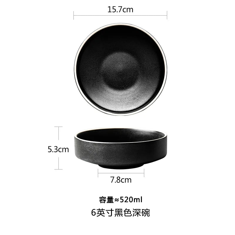4.5/6/8 Inch Creative Ceramic Threaded Round Bowl Household Japanese Soup Bowls Nordic Handpainted Salad Plate Kitchen Tableware