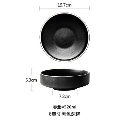 4.5/6/8 Inch Creative Ceramic Threaded Round Bowl Household Japanese Soup Bowls Nordic Handpainted Salad Plate Kitchen Tableware