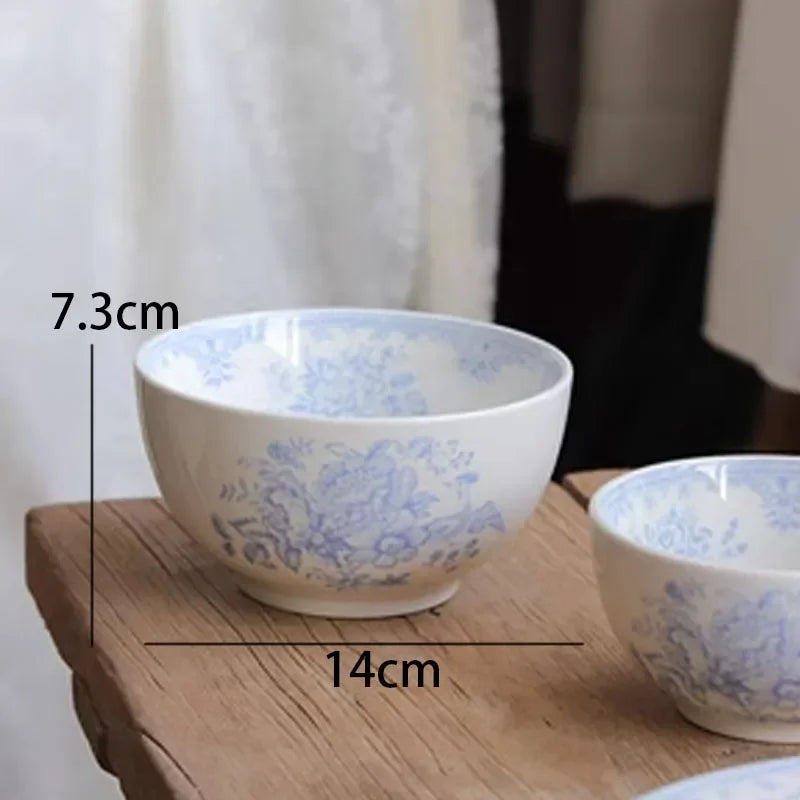 Painted Peony Underglaze Ceramic Dinner Plate English Pastoral Ceramic Steak Pasta Plate Western Tableware Afternoon Tea Dishes