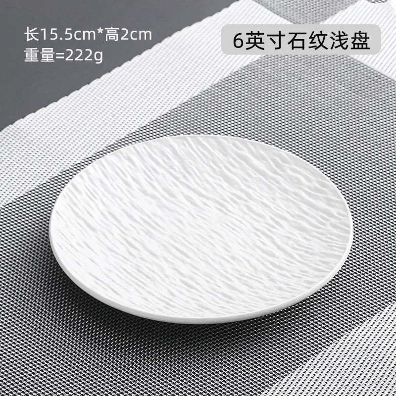 Black dish ceramic plate disc white Western restaurant tableware Barbecue grilled meat serving plate Ceramic frosted steak plate